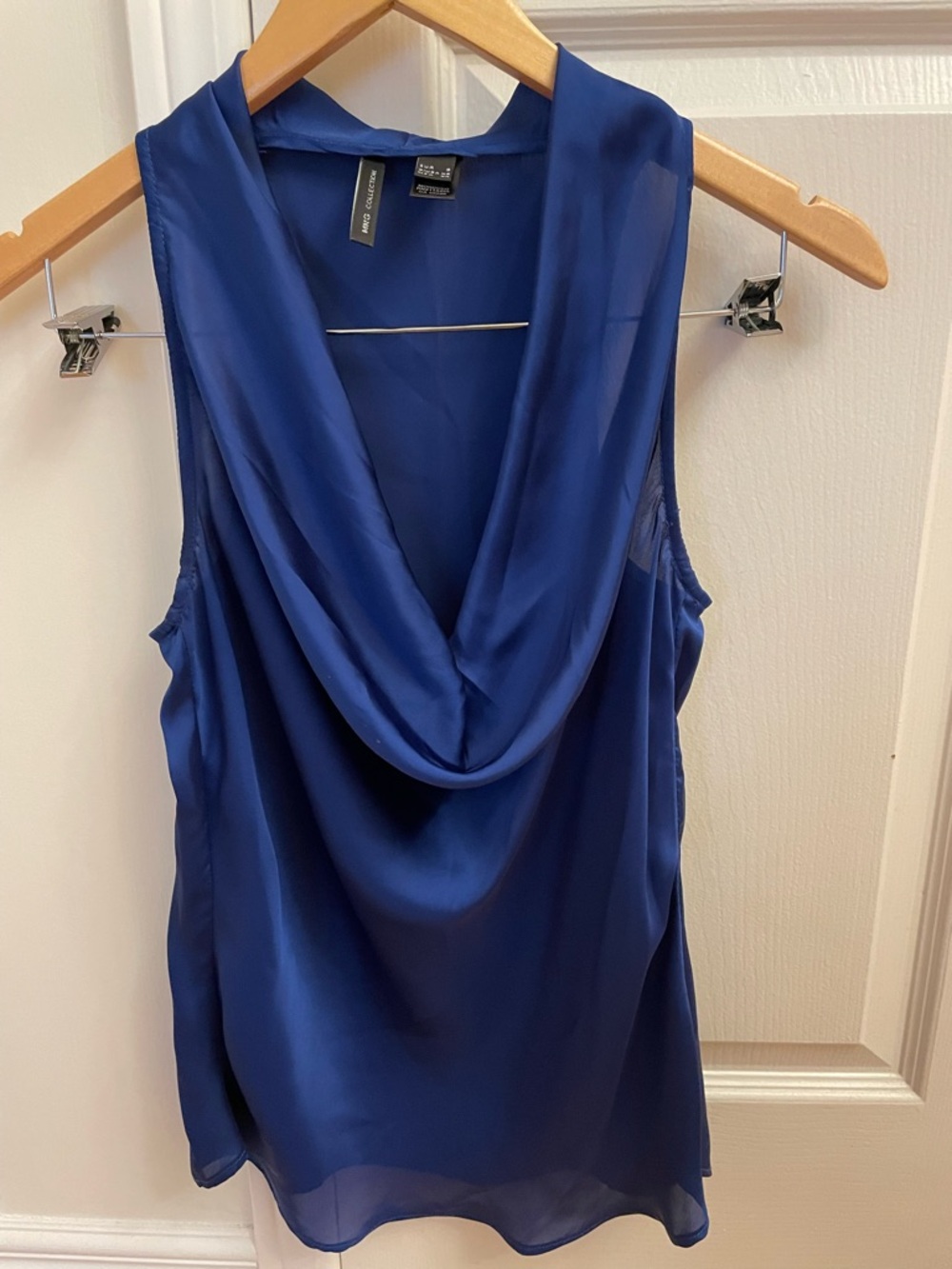 Mango Satin Cowl Neck Camisole - Blue